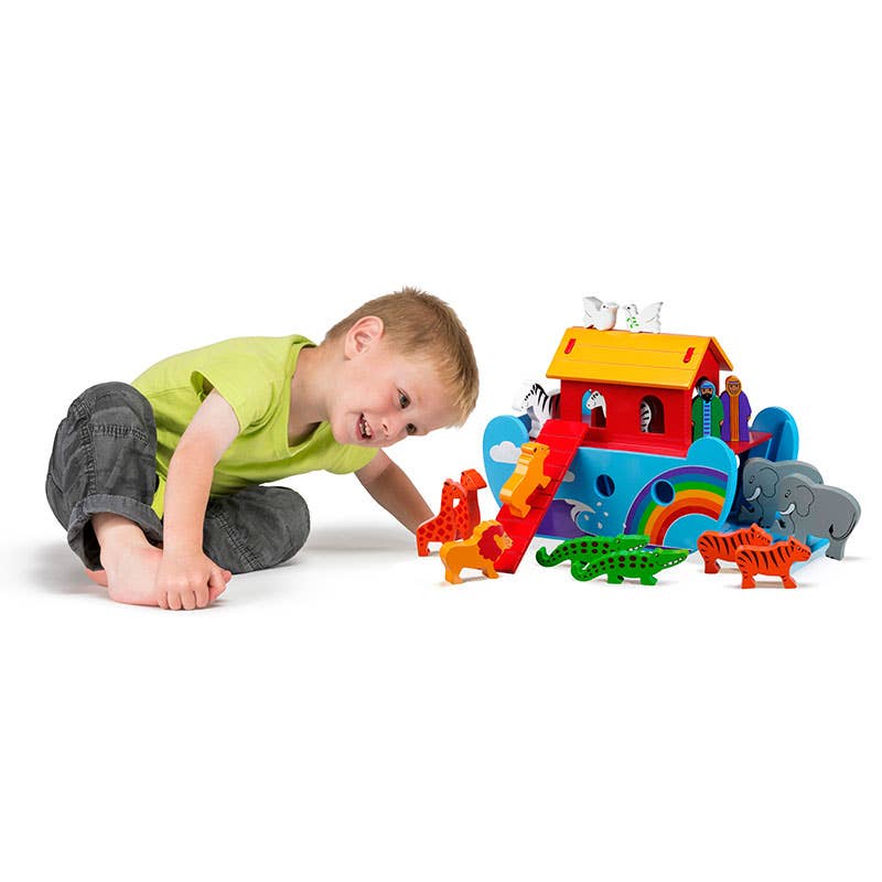 Rainbow Noah's ark - Handmade kids wooden toy