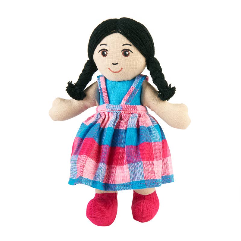 Rag doll - girl with white skin and black  hair