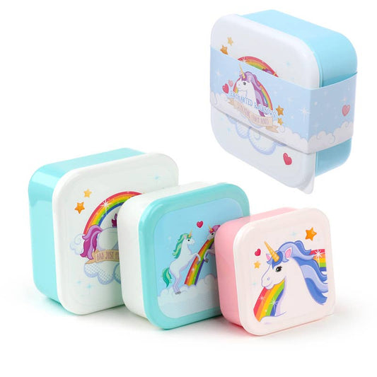 Set of 3 Lunch Box S/M/L - Enchanted Rainbows Unicorn