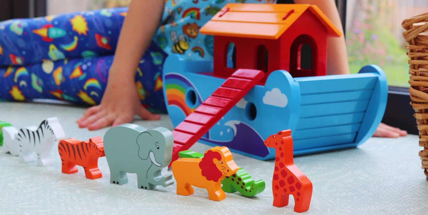 Rainbow Noah's ark - Handmade kids wooden toy