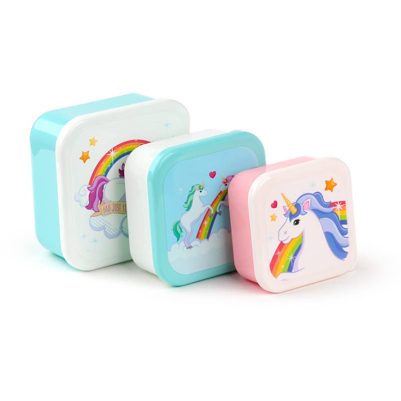 Set of 3 Lunch Box S/M/L - Enchanted Rainbows Unicorn