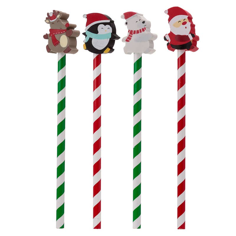 Christmas Characters Pencil with Eraser Topper