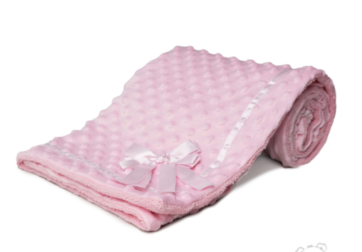 SOFT TOUCH BUBBLE WRAP with SHERPA BACK, SATIN TRIM & BOW - PINK
